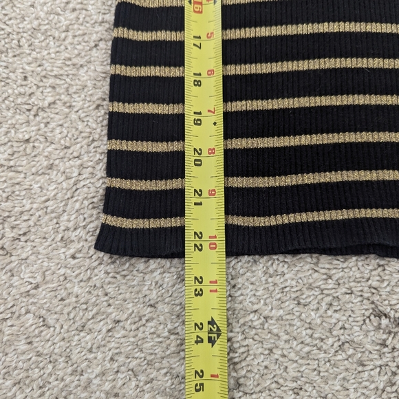 Lauren Ralph Lauren Vintage Turtleneck Striped Ribbed Sweater Speckled Gold - Picture 5 of 9